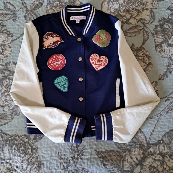 Kids American Girl Size Small Varsity Jacket - Blue and White - Picture 2 of 6